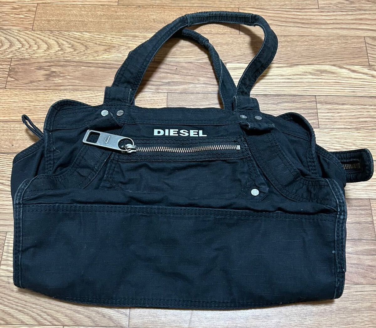 【格安】DIESEL ディーゼル ハンドバッグ ブラック コットン ハンド バッグ 黒 