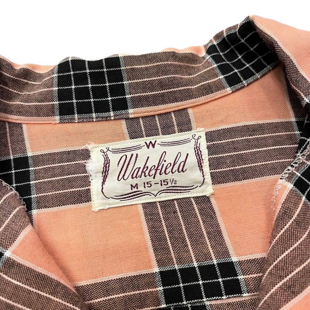 黒ピン 50s ビンテージ Wakefield オープンカラー レーヨン 黒ピン 50s ビンテージ Wakefield オープンカラー レーヨン
