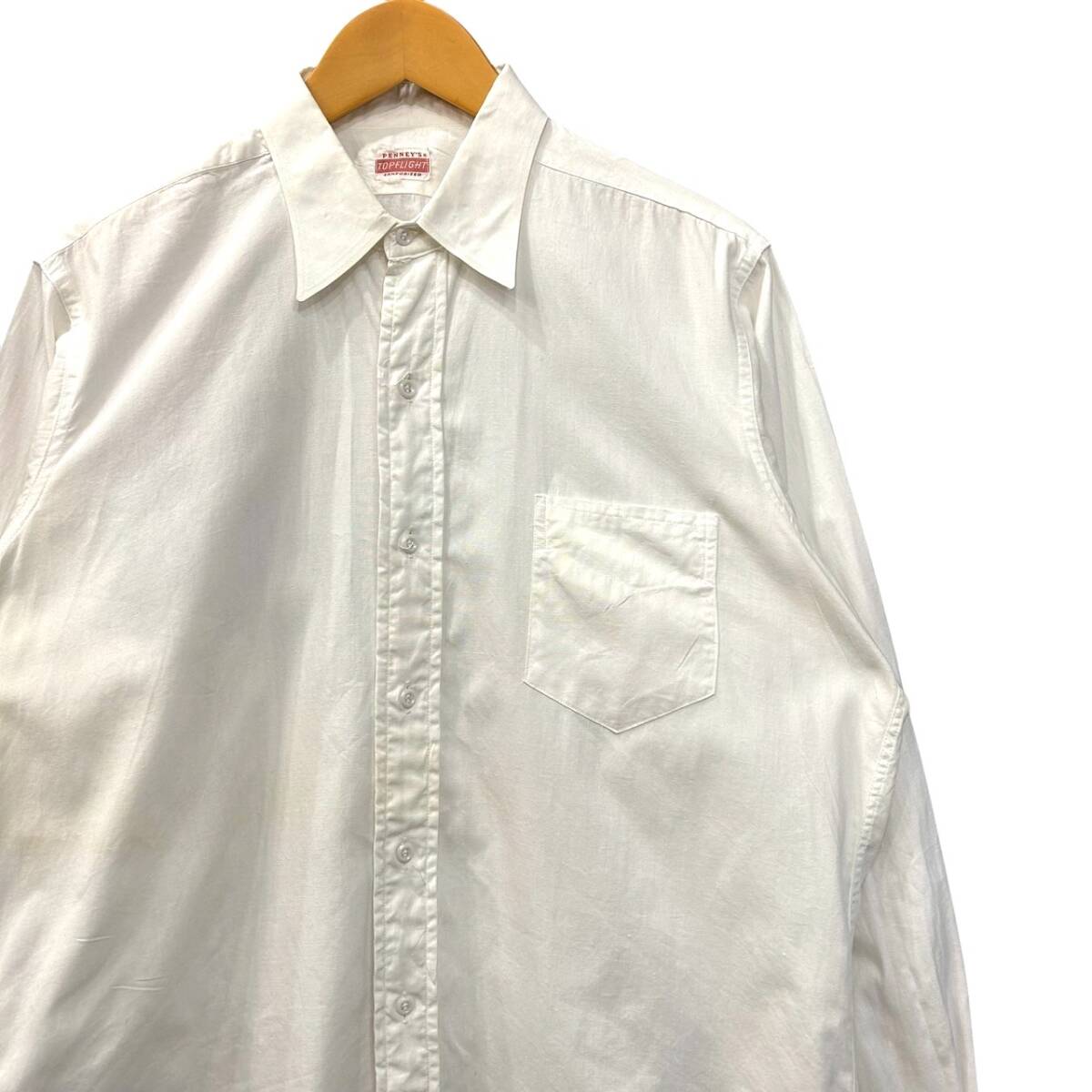 50s ビンテージ PENNY'S マチ付き コットンシャツ 白 Lサイズ 50s ビンテージ PENNY'S マチ付き コットンシャツ 白 Lサイズ