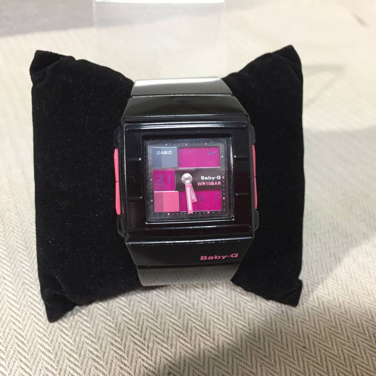 期間限定値下げ！程度良（送料込）カシオ■BGA-200 動作品 アナデジ ブラックxピンク BABY-G CASIO