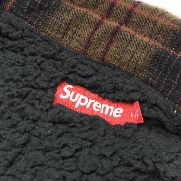 Supreme シュプリーム ボアジャケット チェック柄 Lサイズ ブラウン 茶色 23AW Lined Flannel Snap Shirt メンズ 管理RY24004305_画像4