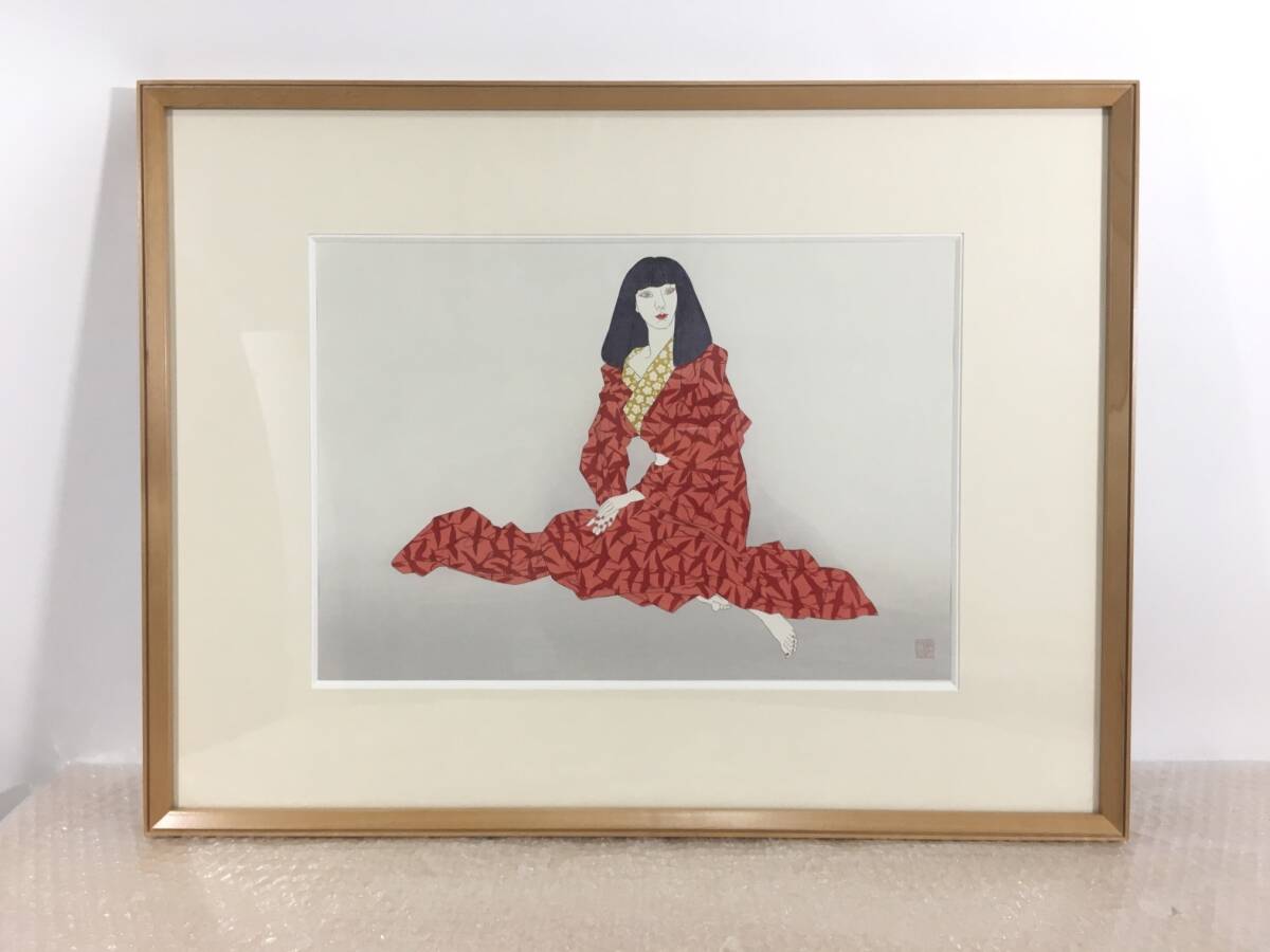 ○加山又造 極美品 『朱い千羽鶴』 オリジナル 木版画 限定150 ○加山又造 極美品 『朱い千羽鶴』 オリジナル 木版画 限定150