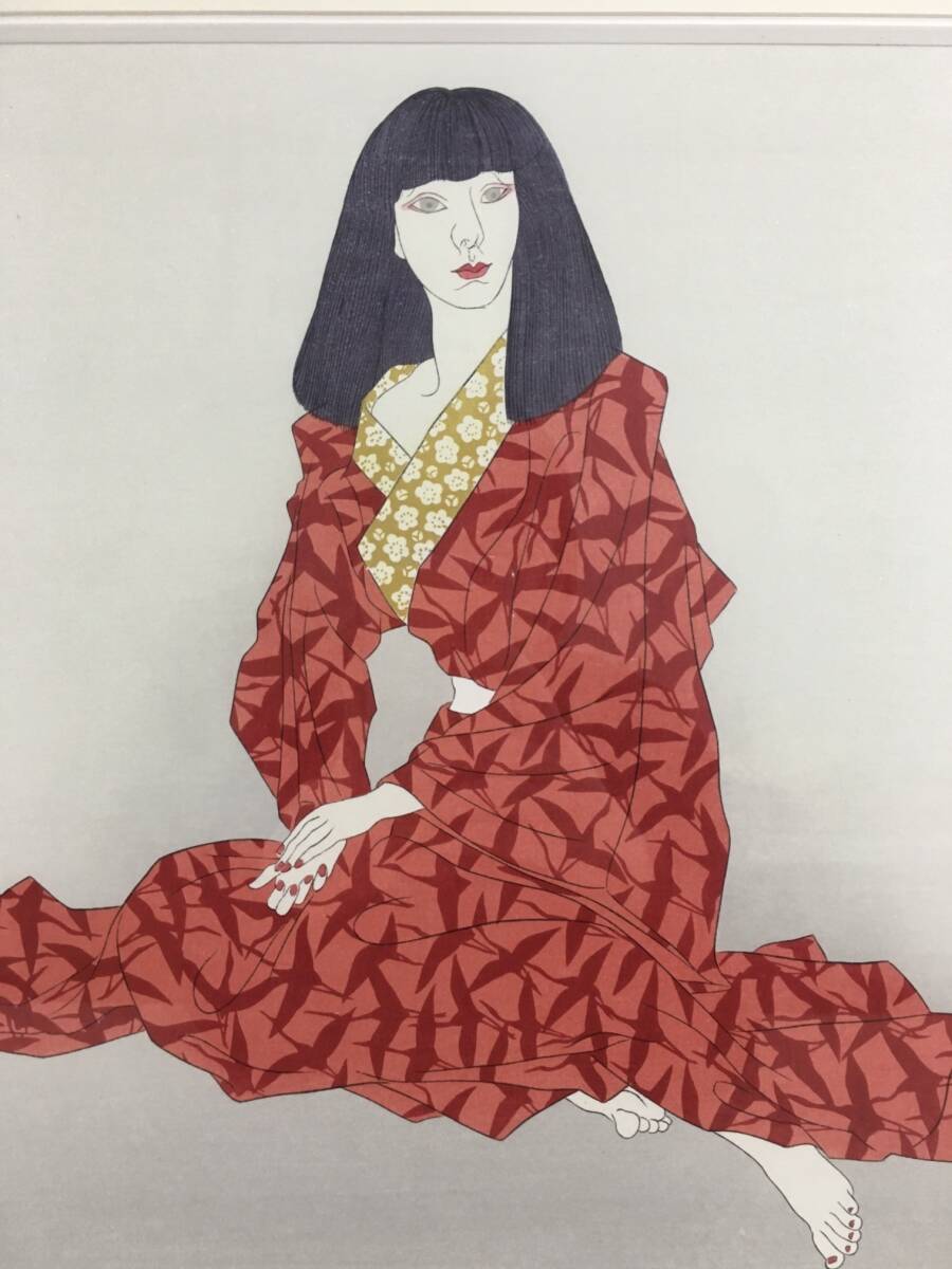 ○加山又造 極美品 『朱い千羽鶴』 オリジナル 木版画 限定150 10番 ○加山又造 極美品 『朱い千羽鶴』 オリジナル 木版画 限定150 10番