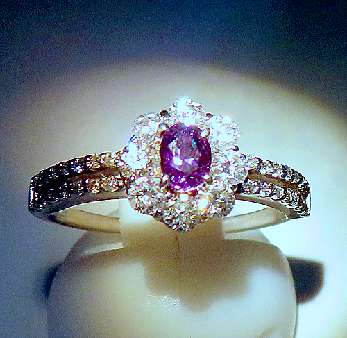  александрит кольцо 0.28ct D0.60ct платина ясность . выцветание синий зеленый из красный фиолетовый . ультра менять .. минерал экспонирование павильон 5659