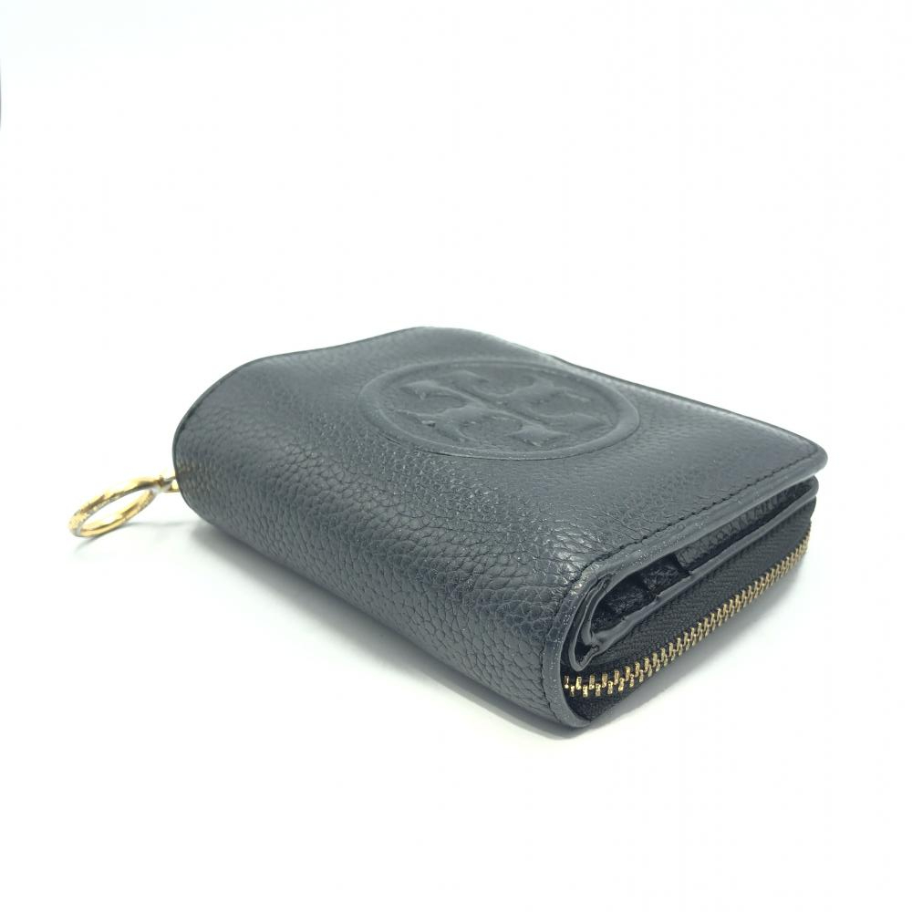 【中古】Tory Burch 二つ折り財(cái)布 ブラック ラウンドファスナーシボロゴ トリーバーチ[240017664677]