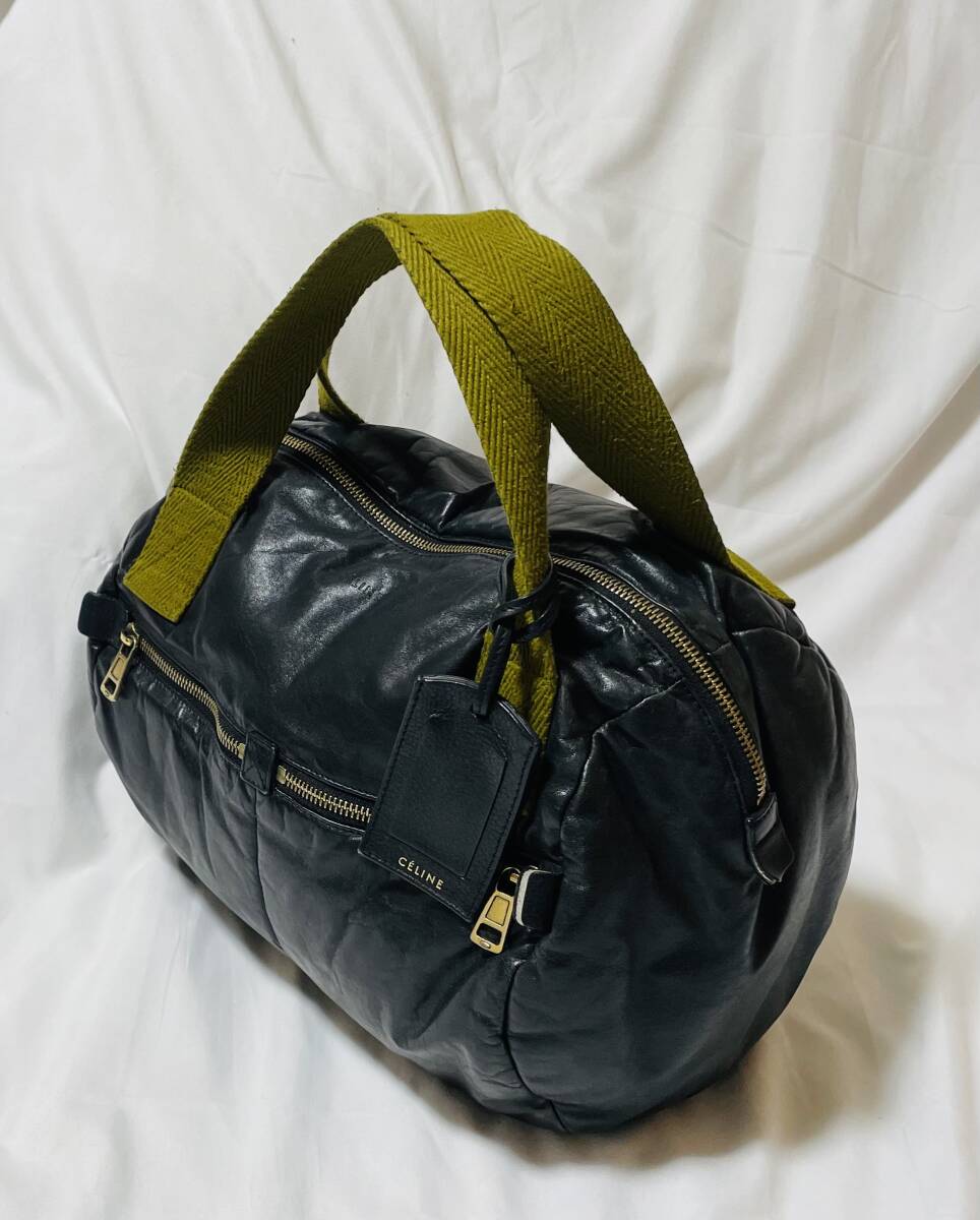 !_ редкость дизайн CELINE Celine ручная сумочка сумка "Boston bag" мужской женский именная бирка есть 