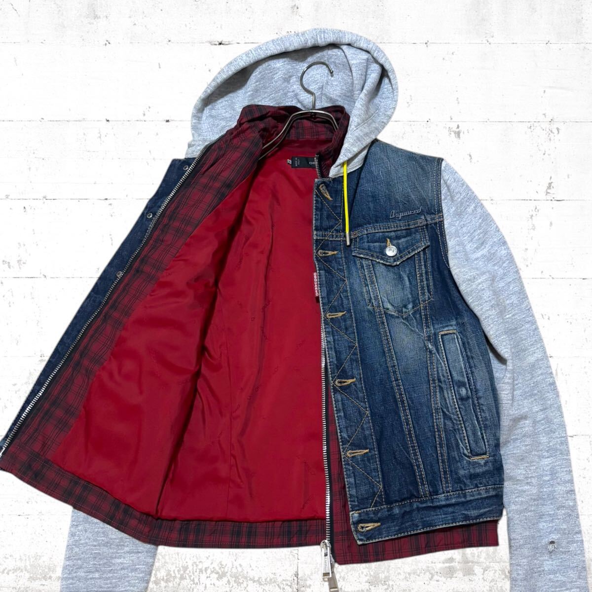 DSQUARED2 ドッキングデザイン デニムジャケット スウェット DSQUARED2 ドッキングデザイン デニムジャケット スウェット