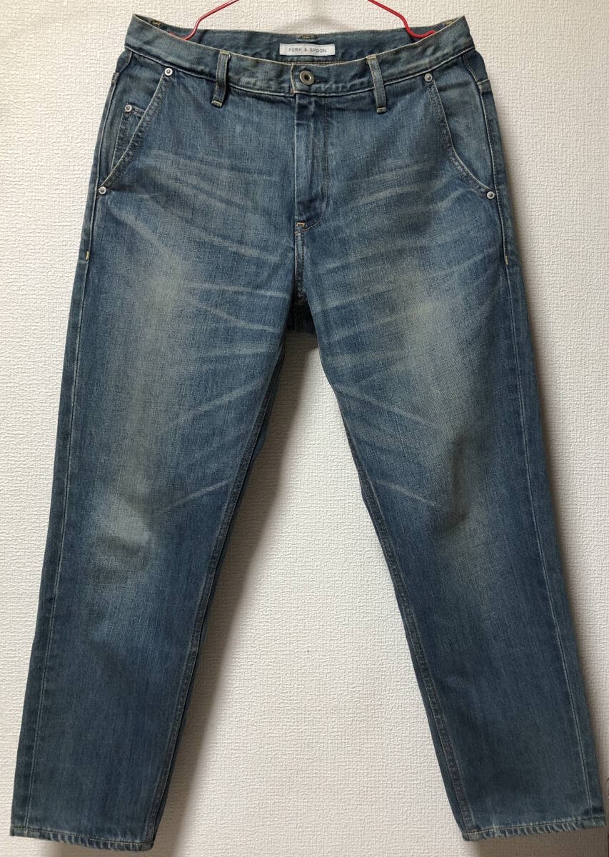 即決 送料無料 匿名配送 URBAN RESEARCH DOORS 9分丈Denimトラウザー加工 FORK & SPOON DM10-FS4030 サイズ36 デニム ジーパン