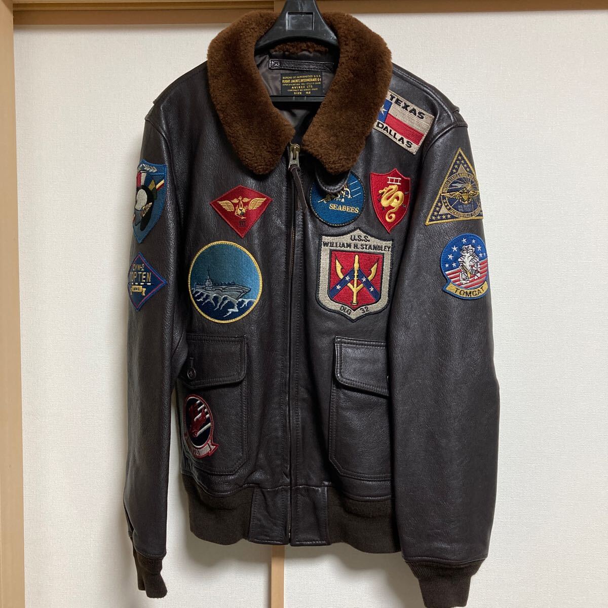【美品】AVIREX アヴィレックス 6101063 G-1 TOP GUN トップガン ゴートスキン レザージャケット ブラウン サイズ42