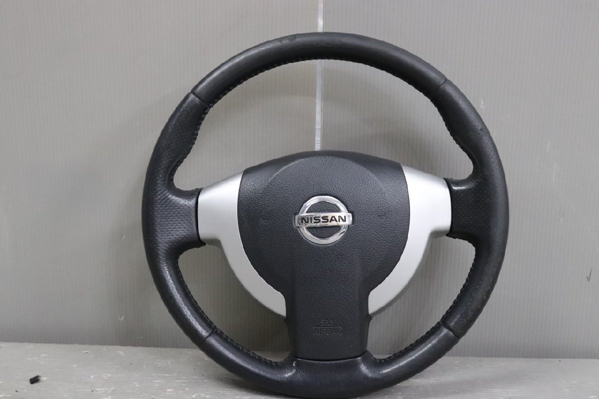 エクストレイル 20GT 4WD 6MT 寒冷地 前期(DNT31 T31) 純正 破損無 動作保証 ステアリングホイール ハンドル ホーンパット レザー p050842