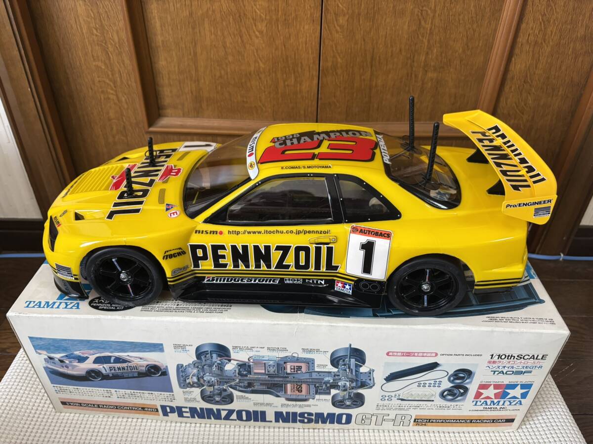 破損ありタミヤラジコンペンズオイルスカイラインGT-R TA03F 破損ありタミヤラジコンペンズオイルスカイラインGT-R TA03F