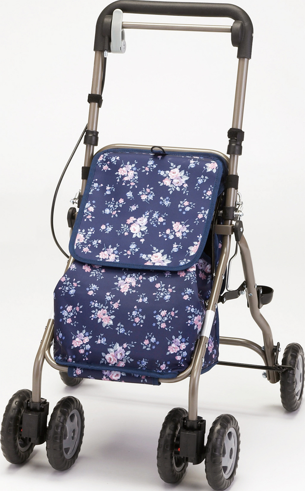  well Carry | темно-синий цветочный принт (maki Tec )YX-500KH коляска для пожилых средний модель 
