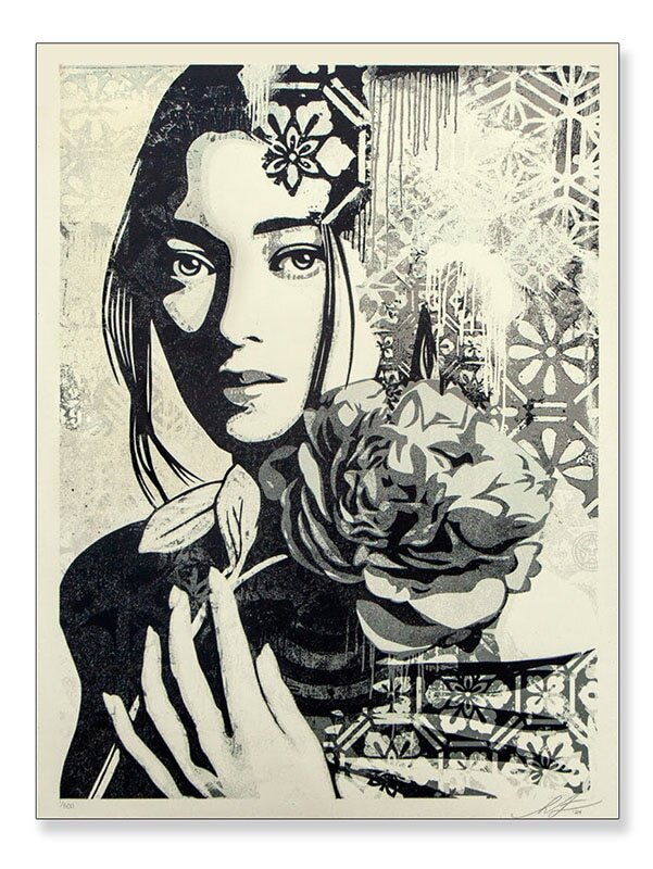  рамка settled /Incarnation (Silver) ограничение 550 листов Shepard Fairey рукописный текст . подписан (o Bay )/ постер 