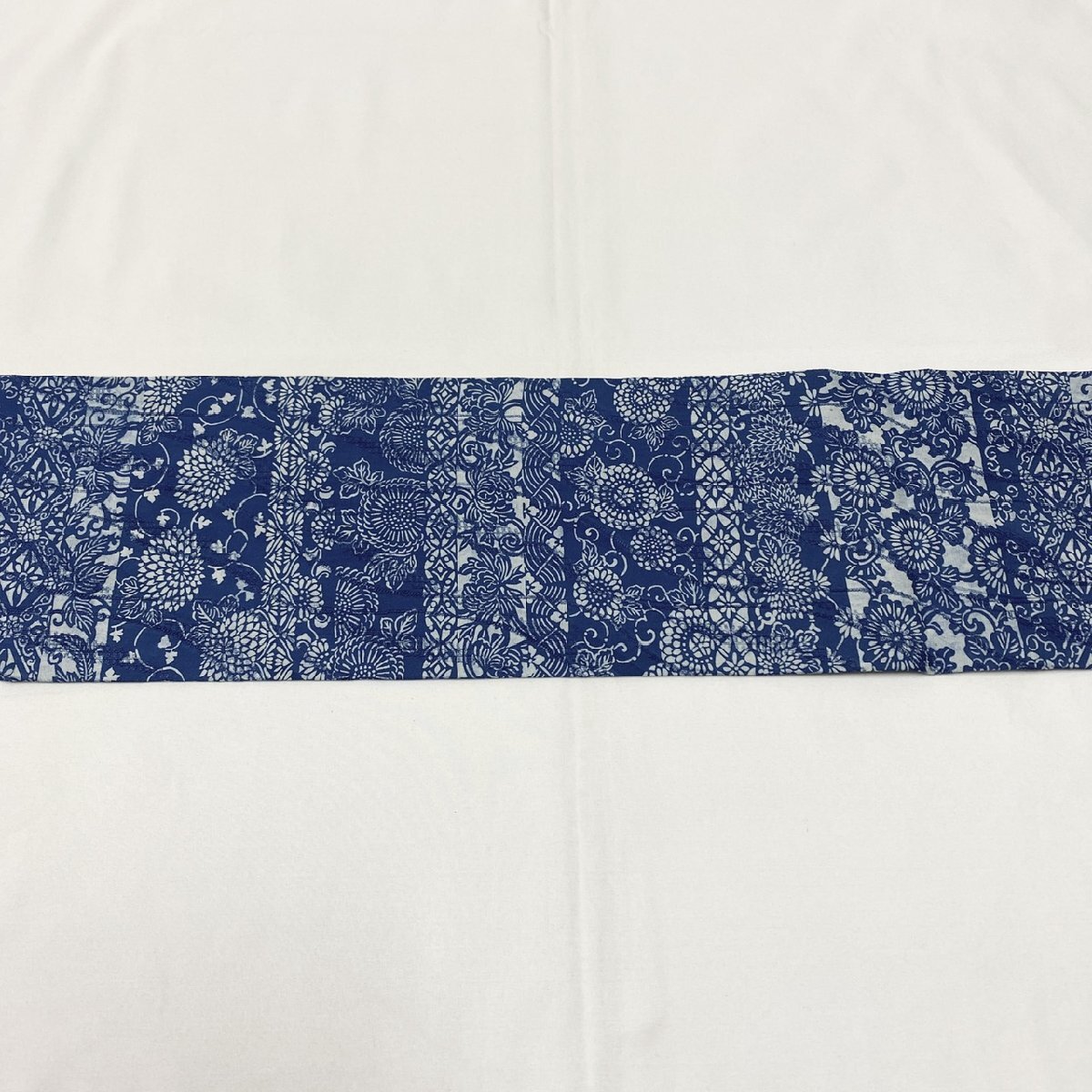着物月花 金子正 阿波藍型染 藍染 品のある花 9寸名古屋帯 未 着物月花 金子正 阿波藍型染 藍染 品のある花 9寸名古屋帯 未