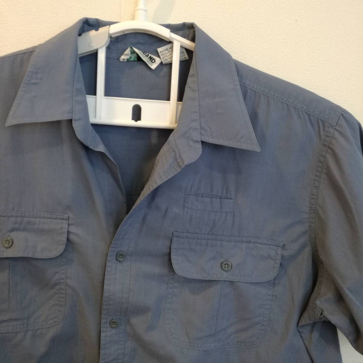 中古 アメリカ古着 HABAND ハバンド 半袖シャツ メンズ Lサイズ 青 ブルー ワークシャツ 作業服 アウトドア 釣り 送料無料