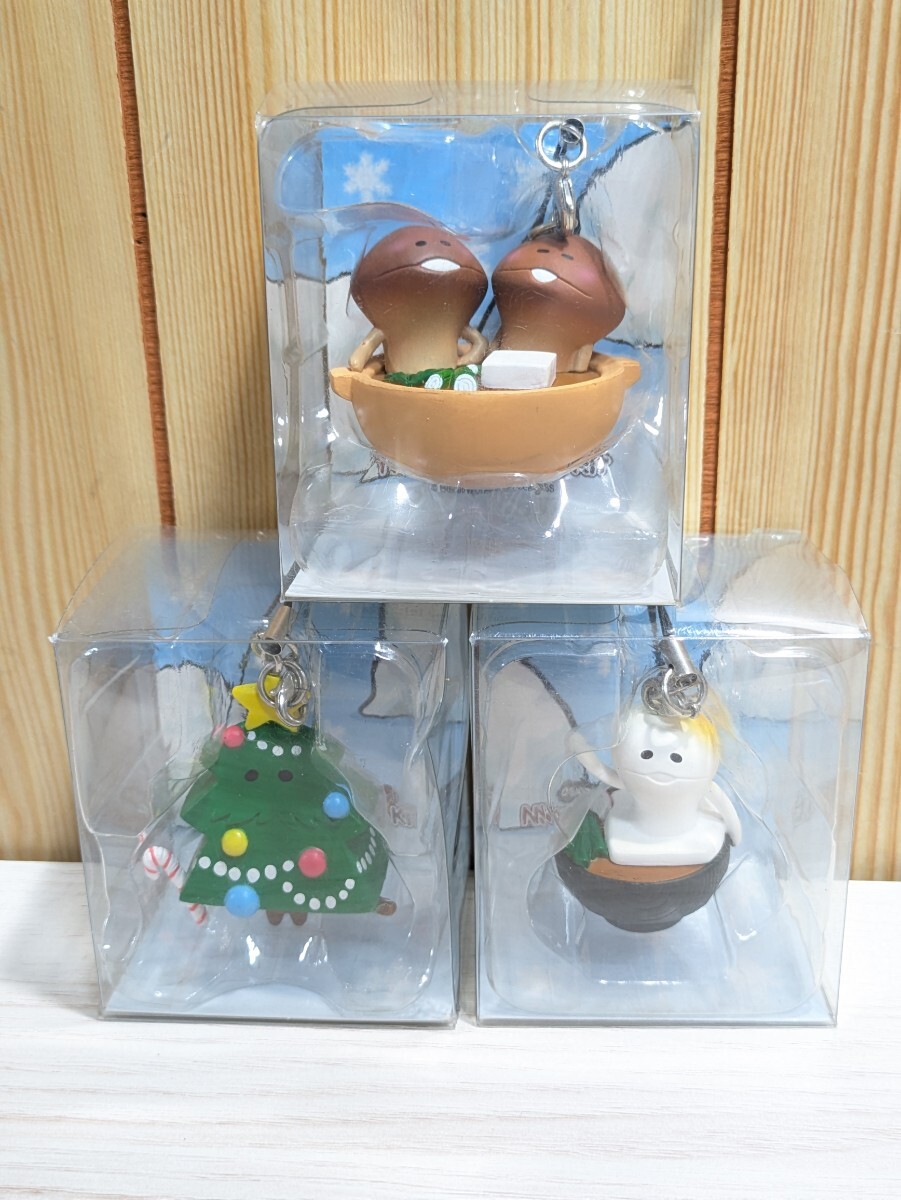 新品★未開封★おさわり探偵なめこ栽培キット　コレクションフィギュア　設備グレード3　３個セット　ストラップ　クリスマス　冬