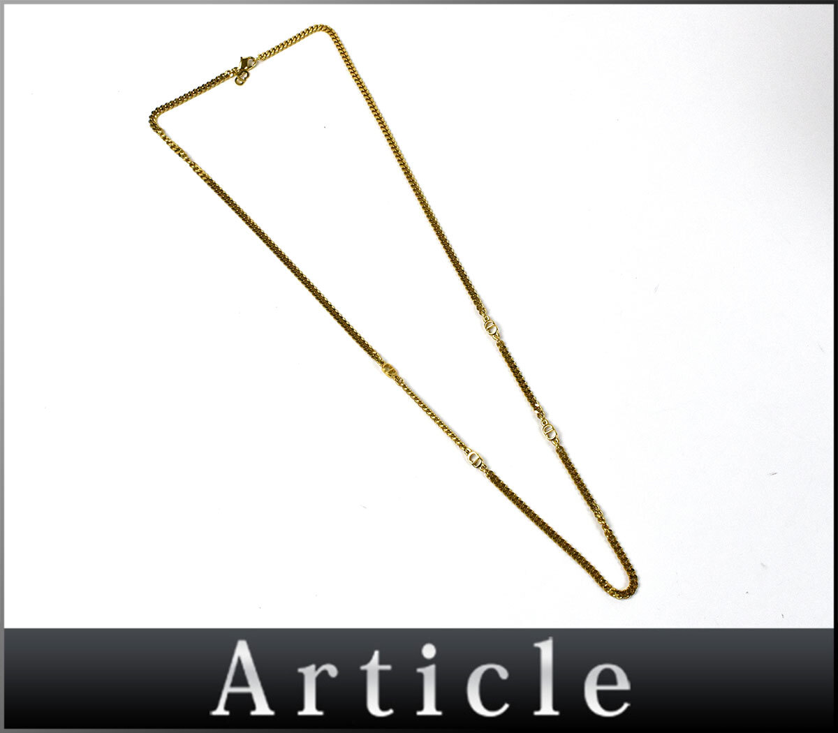 201700◆美品 Christian Dior クリスチャン ディオール CDロゴ チェーン ネックレス アクセサリー GP ゴールド レディース/ E