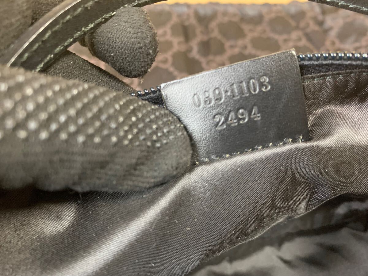 SALE セール 中古 GUCCI グッチ アクセサリーポーチ GG柄キャンバス×レザー ハンドバッグ ミニ 黒 パーティバッグ 保存袋付き 送料無料_画像9