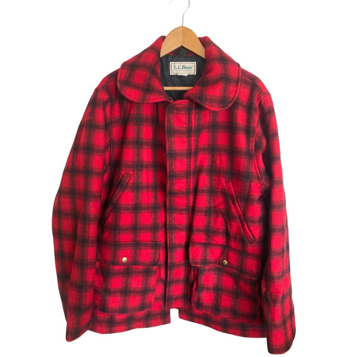 80’s USA製vintage L.L.Beanチェック中綿入りウールジャケット　44
