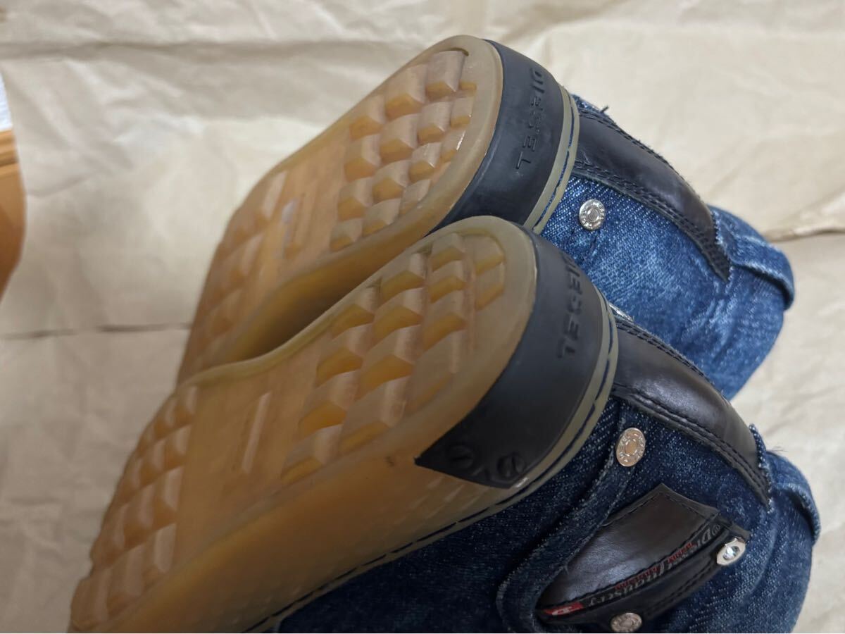 DIESEL ハイカット厚底スニーカー 23 0㎝ デニム生地 インヒール DIESEL ハイカット厚底スニーカー 23 0㎝ デニム生地 インヒール
