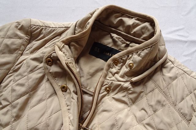 ZARA BASIC/ザラ/ジャケット/ジャンパー/アウター/キルティングステッチ/前ジップアップ/フラップポケット/ベージュ/EURサイズM(12/4R6)_画像5