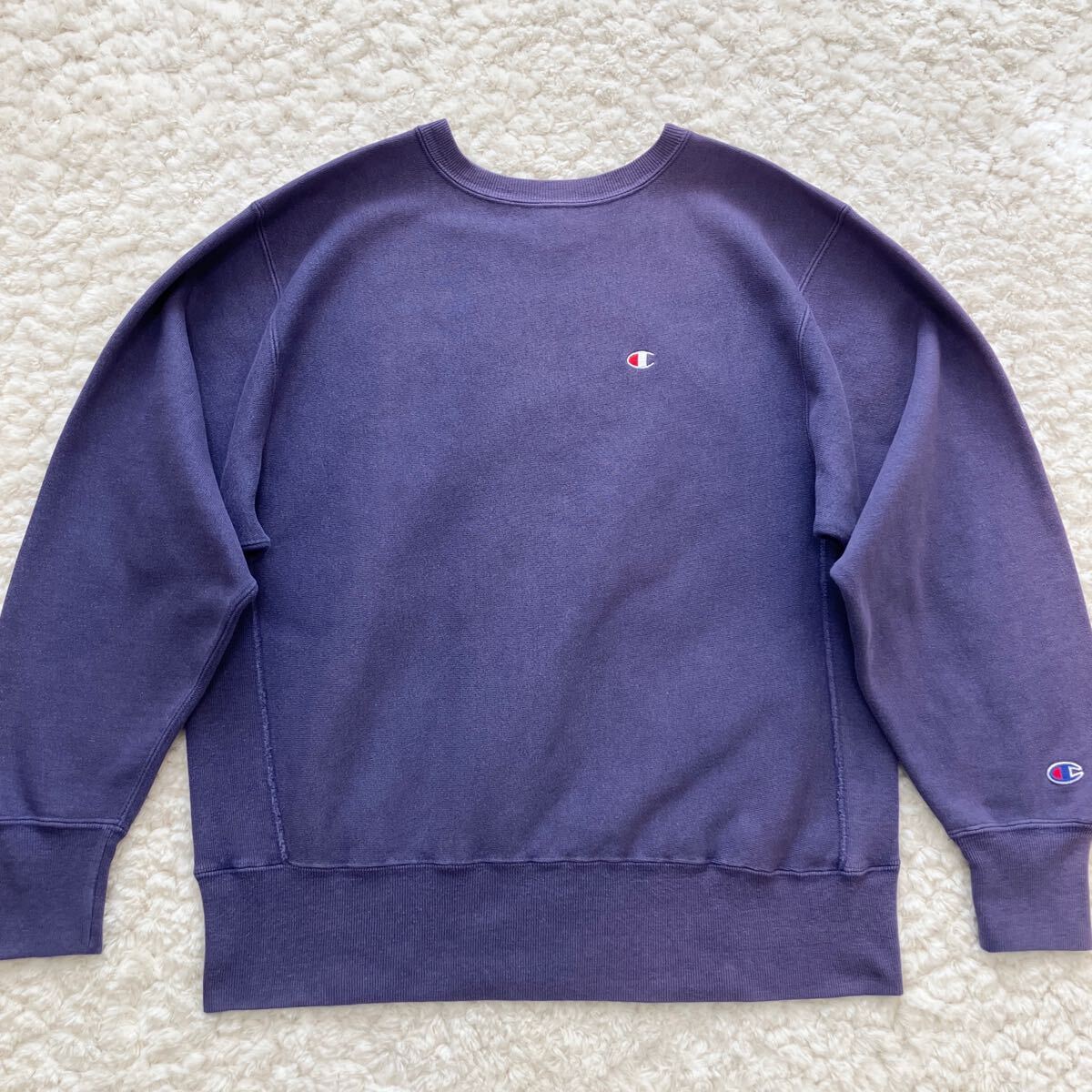 90s USA製 ナス紺 グッドフェード リバースウィーブ L Champion 90s USA製 ナス紺 グッドフェード リバースウィーブ L Champion