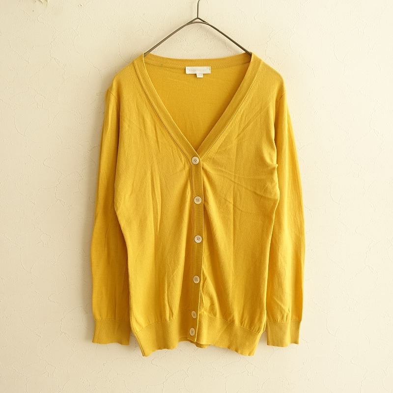 ジョンスメドレー JOHN SMEDLEY*Vネックシーアイランドコットンカーディガン*イエローハイゲージニット長袖(2-2411-76)【30L42】