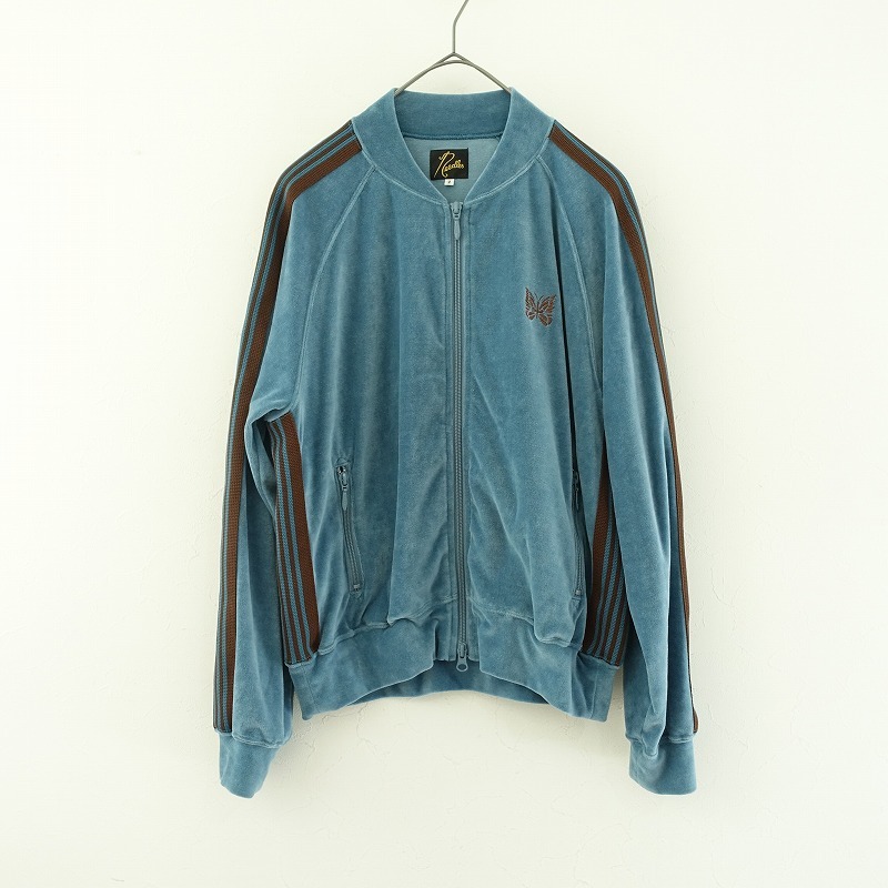【2023SS/定価3.1萬(wàn)】ニードルズ Needles *ベロアトラックジャケット*2ジップアップ綿混ブルーグリーン(mjk4-2411-66)【30L42a】
