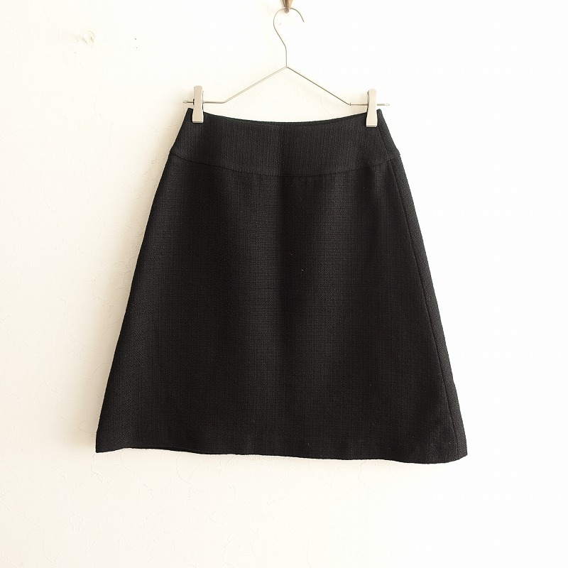 サリースコット Sally Scott *コットンウール臺形スカート*9黒ブラックひざ丈(sk33-2411-254)【60L42】