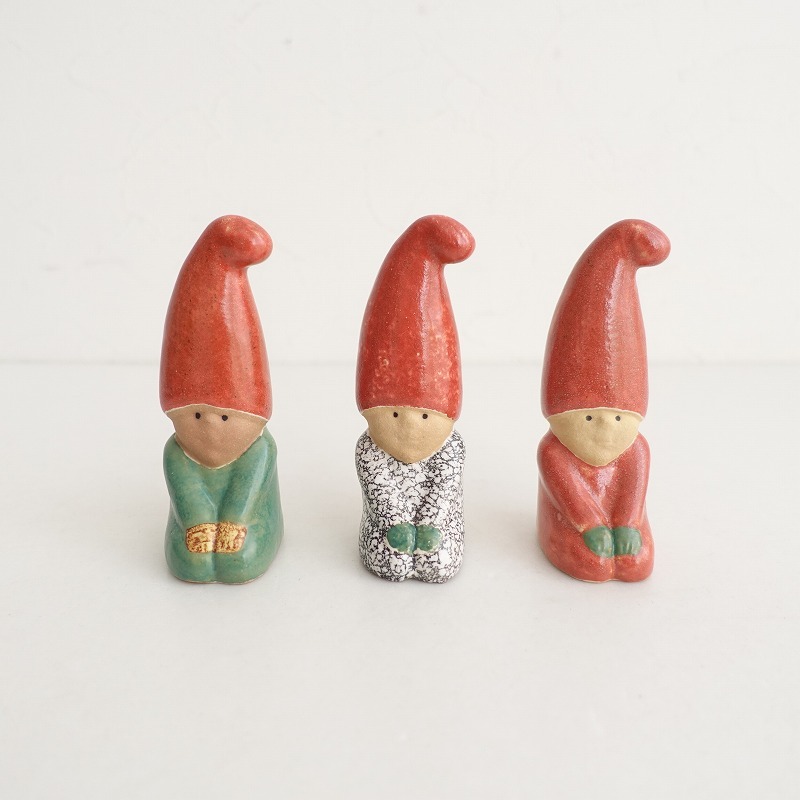 【北欧】美品/リサラーソン Lisa Larson *おすわりトムテ オブジェ 3点セット*クリスマスサンタ【陶器】(wa85-2411-100)【41L42】