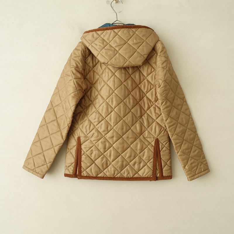 ラベンハム LAVENHAM *キルティングジャケット*36ベージュキルト中綿フードフーディ(jk33-2411-525)【02L42】