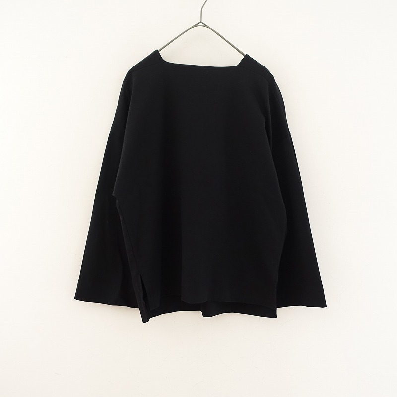 シップス Ships *スクエアネックジッププルオーバー*黒ブラックカットソー無地(33-2411-674)【42L42】