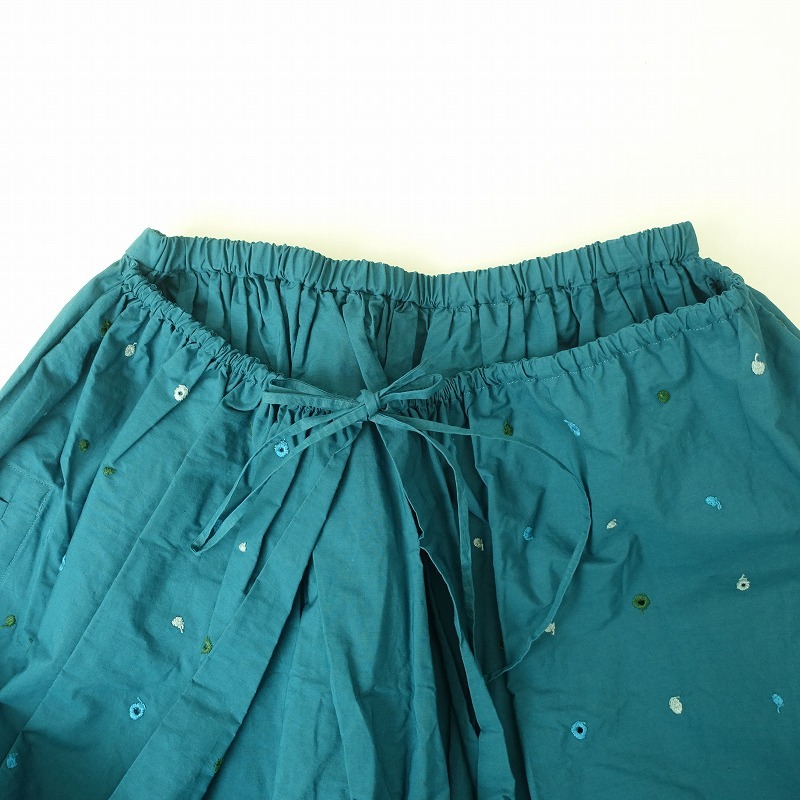 【定価6.3萬】ミナペルホネン mina perhonen *nuppu コットン刺繍オーバーラップギャザーロングスカート*40(sk33-2411-165)【62L42】