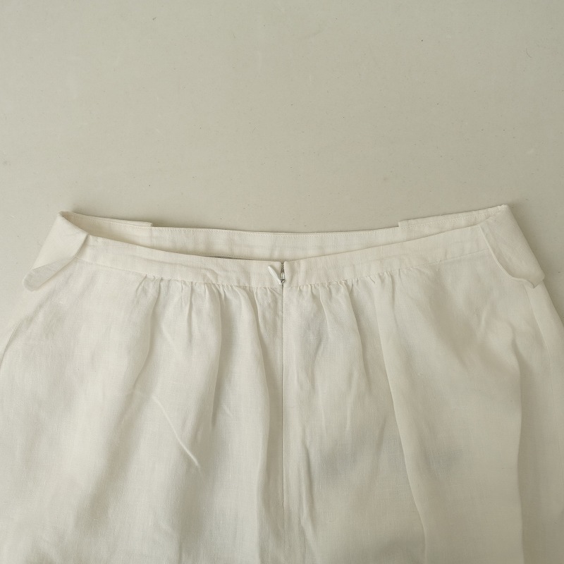 ミナペルホネンランドリー mina perhonen laundry *tori to hana リネン刺繍臺(tái)形スカート*36白ホワイトmina(sk33-2411-164)【62L42】