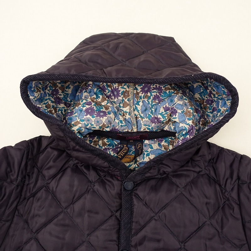 http://ラベンハム LAVENHAM *フード付きキルティングジャケット*36ダークパープルキルト中綿(jk33-2311-285)【32K32a】