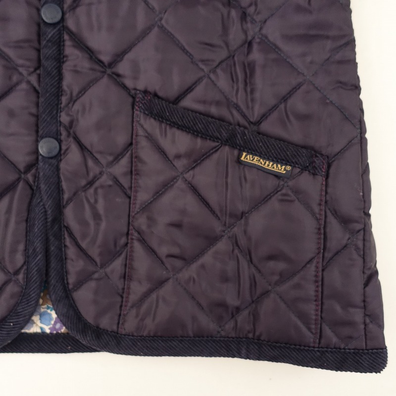 http://ラベンハム LAVENHAM *フード付きキルティングジャケット*36ダークパープルキルト中綿(jk33-2311-285)【32K32a】