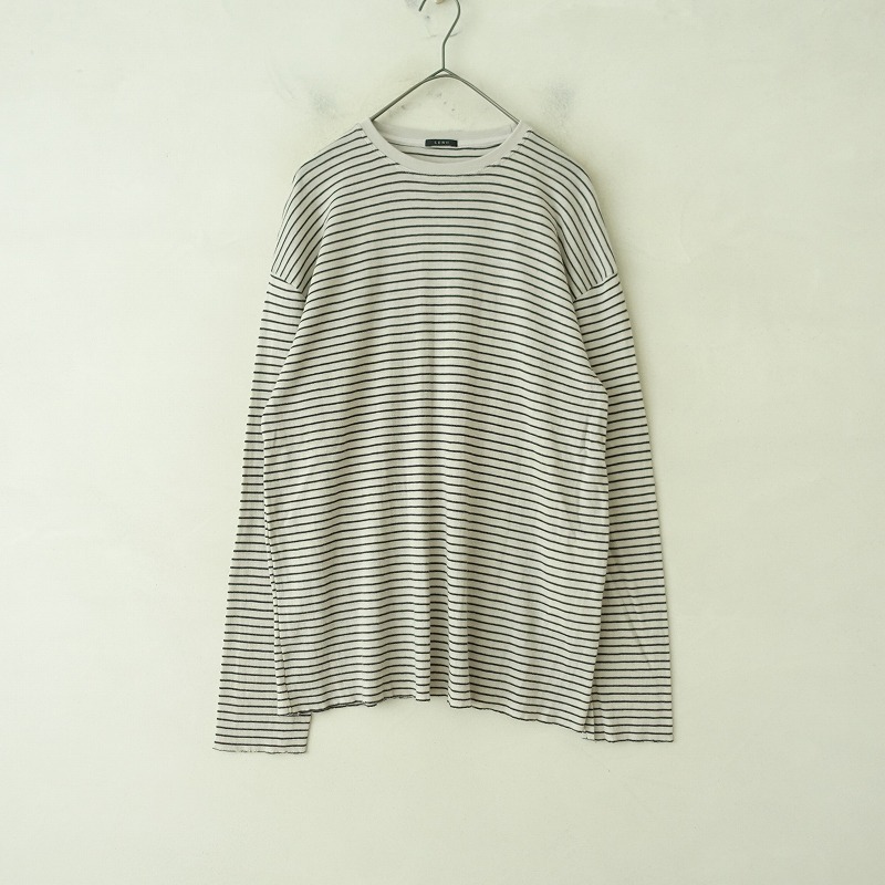 【ユニセックス/定価2.6萬】リノ LENO *ウールボーダーニットカットソー*0毛プルオーバー長袖シャツLENO&Co(25-2411-635)【13L42】