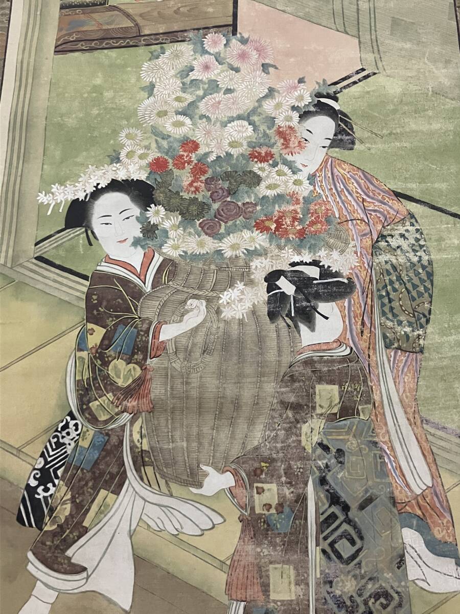 美人画　掛け軸　肉筆絹本 美人画 掛け軸 肉筆絹本 2025年最新】Yahoo!オークション