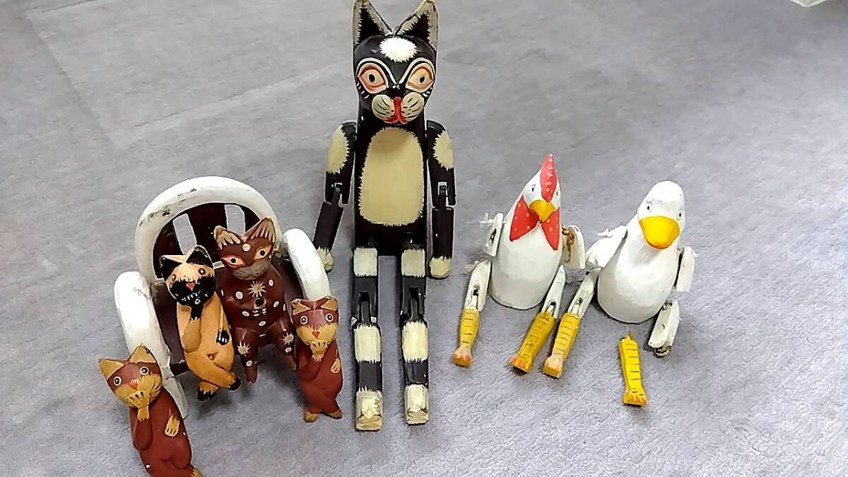 バリ 木彫り ネコ 鳥 まとめて 計８点 アジアン雑貨 中古