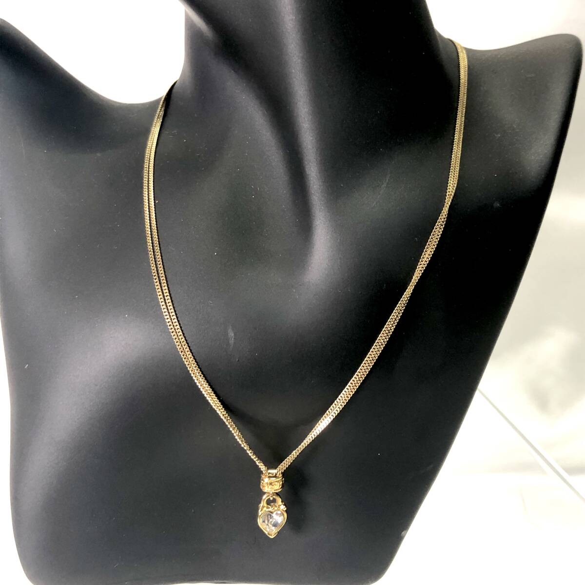 ジバンシィ GIVENCHY ネックレス ハートジルコニア ダブルチェーン ゴールドカラー レディース ブランドアクセサリー