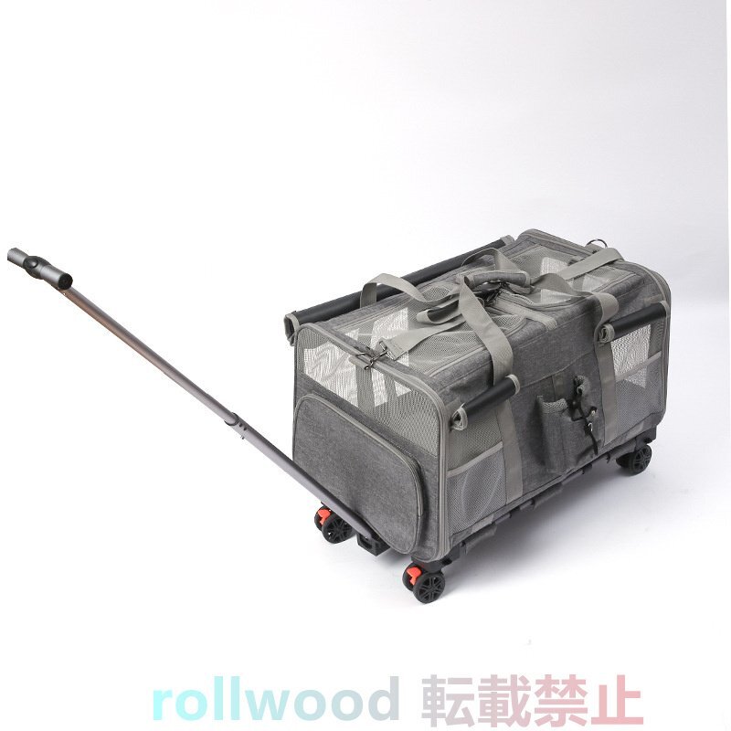★新品★ペットキャリーキャットバッグ 大容量 二匹用 便利な2室隔離 ペット外出用バッグ
