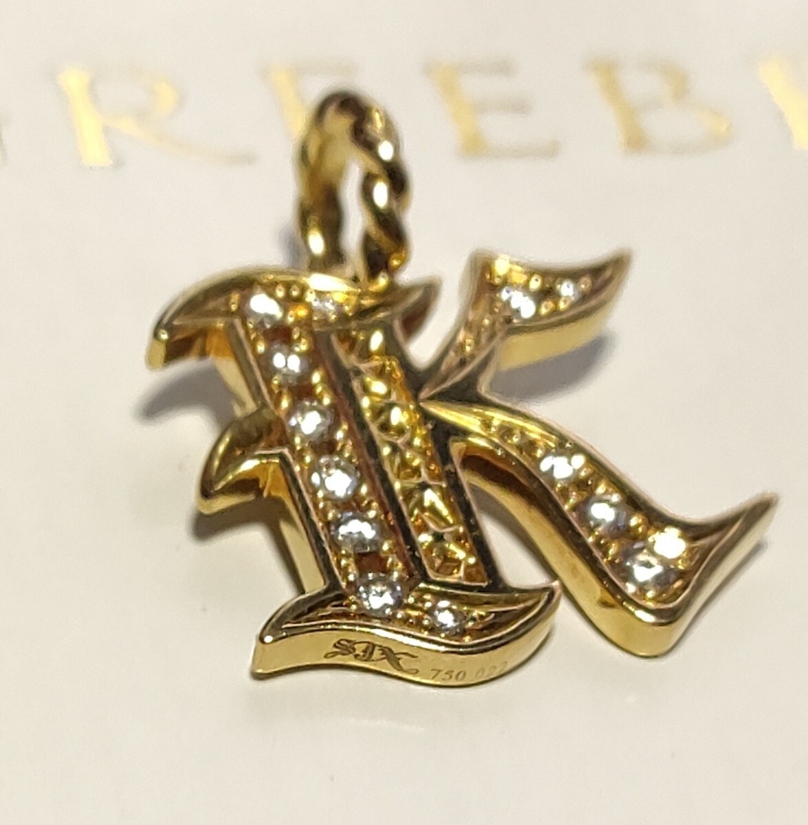 定価286000円 SJX K18 ダイヤモンド イニシャル ネックレス チャーム ペンダント 18K