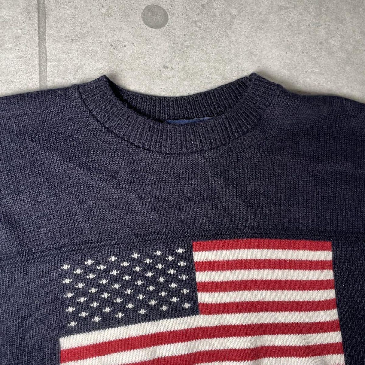 ニット 90s USA製 星条旗 国旗 アメリカサンプリング 編み込み ニット 90s USA製 星条旗 国旗 アメリカサンプリング 編み込み