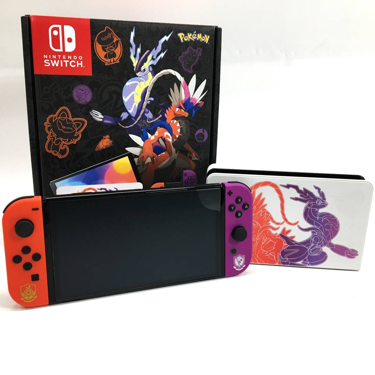Nintendo Switch/スイッチ 本体 有機ELモデル スカーレット・バイオレット エディション HEG-S-KEAAA 箱付 ポケモン 動作OK 難あり? 24l菊E