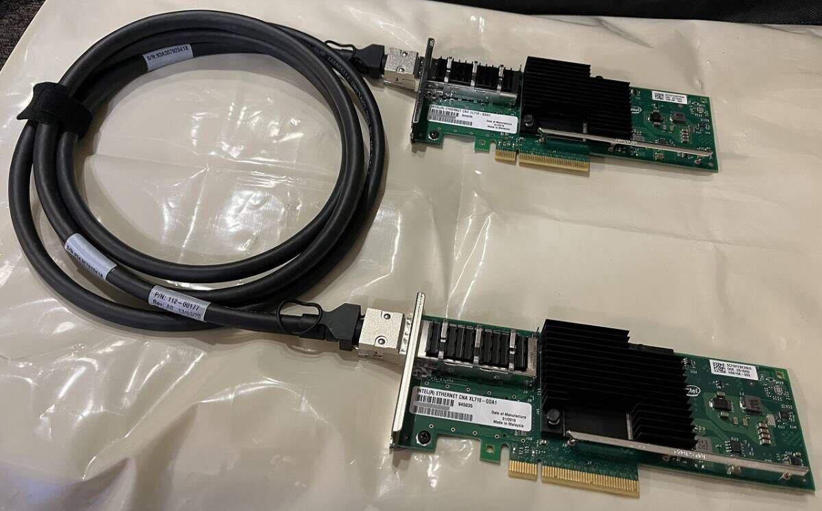 【送料無料】Intel QSFP+ 40G CNA ×2枚 / 40G QSFP+ DACケーブル セット