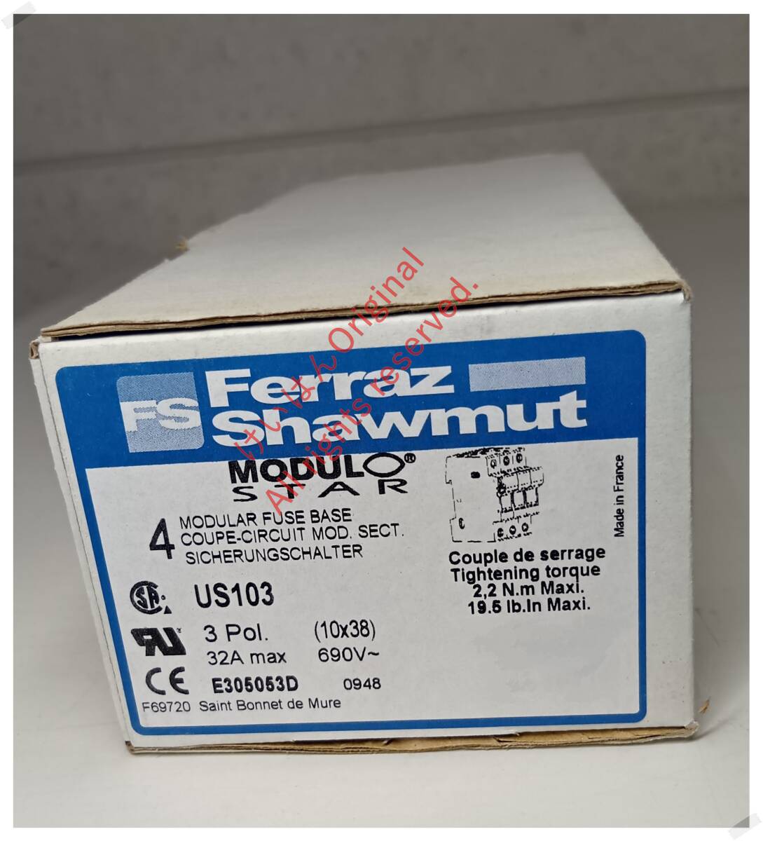 ③Ferraz Shawmut US103 3Pol(10x38mm) MODULAR FUSE BASE 32A ③Ferraz Shawmut US103 3Pol(10x38mm) MODULAR FUSE BASE 32A