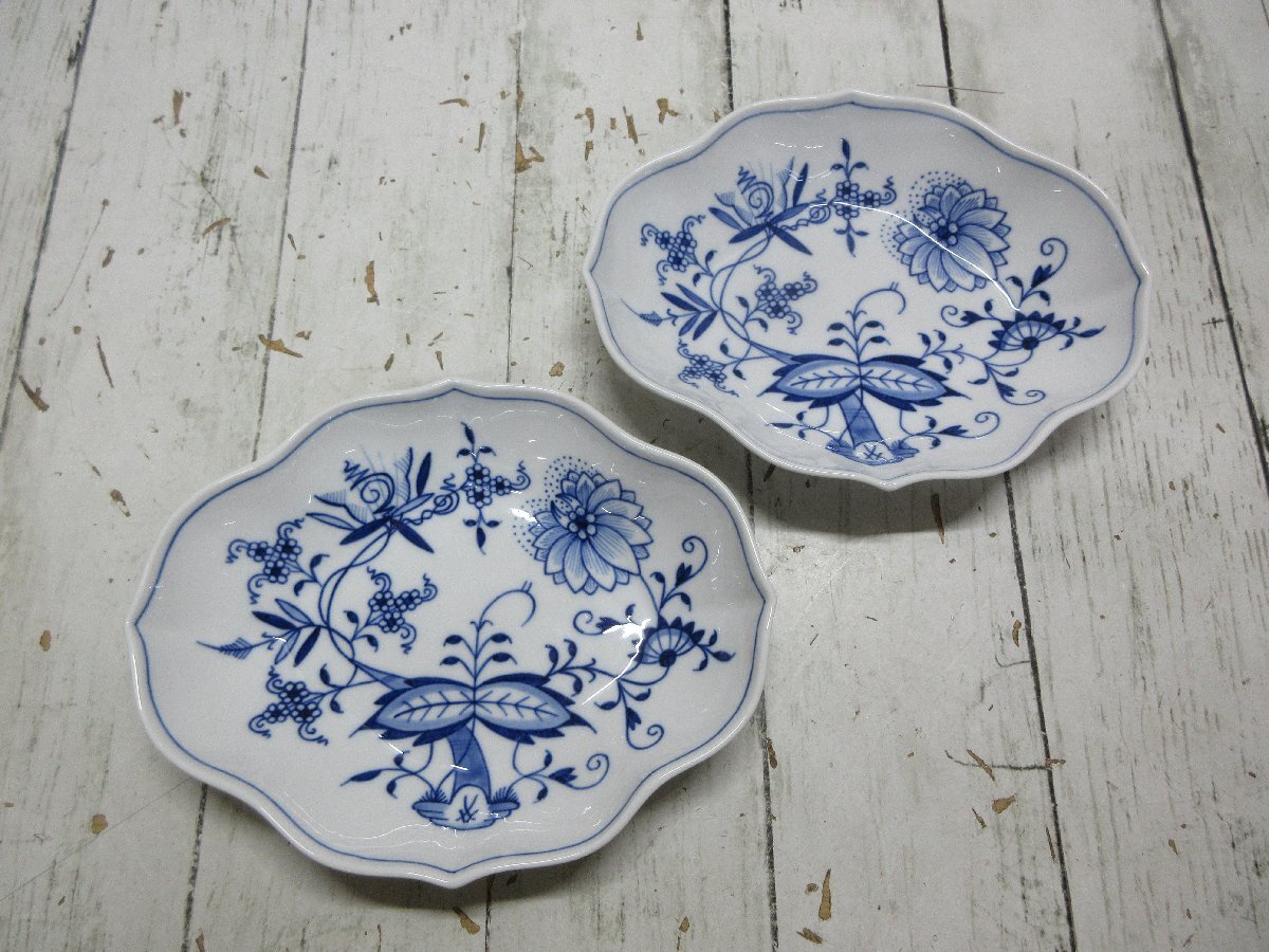c 　美品　マイセン　ブルーオニオン　ディッシュ　Meissen　アンティーク　洋食器　皿　２枚 【星見】