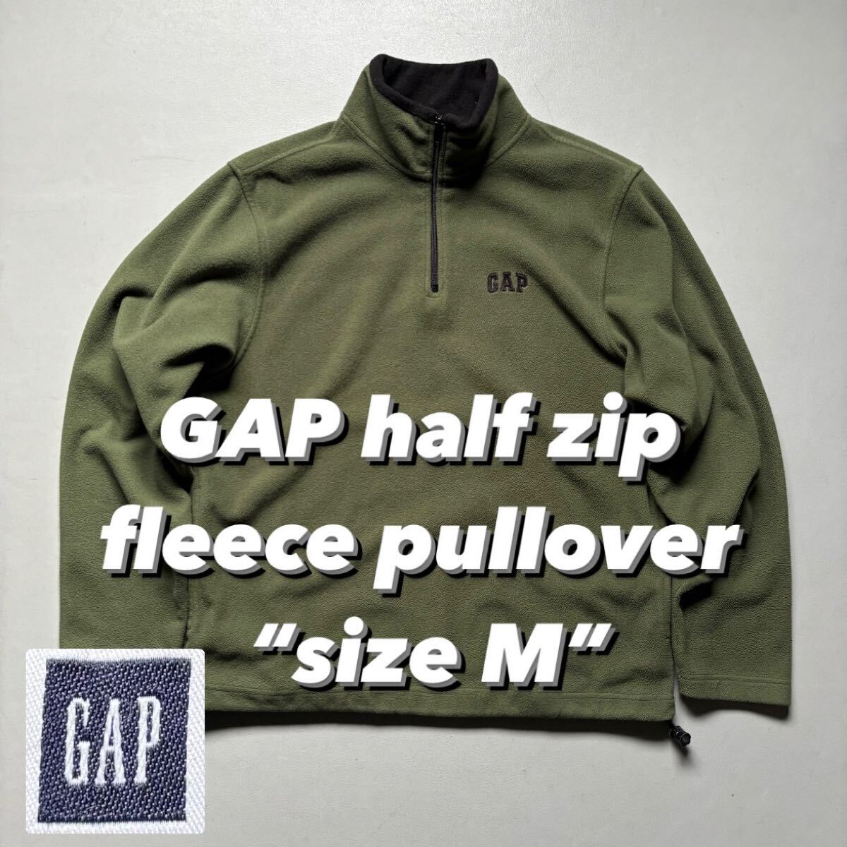GAP half zip fleece pullover “size M” ギャップ ハーフジップ フリース プルオーバーシャツ 黄緑 カーキ 古着 長袖
