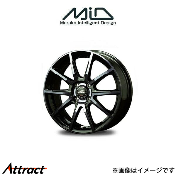 MID シュナイダー DR01 アルミホイール 4本 キューブ 12系(15×5.5J 4-100 INSET40 ブラックポリッシュ+ダークブルークリア)SCHNEIDER