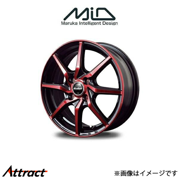 MID ユーロスピード S810 アルミホイール 4本 ピノ 24系(12×4J 4-100 INSET43 ブラックポリッシュ+レッドクリア)EUROSPEED S810